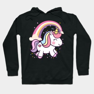 Cute Unicorn With Rainbow and Little Flowers Hoodie